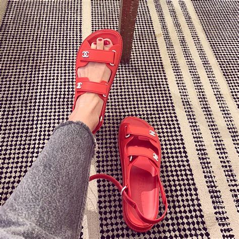 chanel red velcro sandals|chanel dad sandals 2020 price.